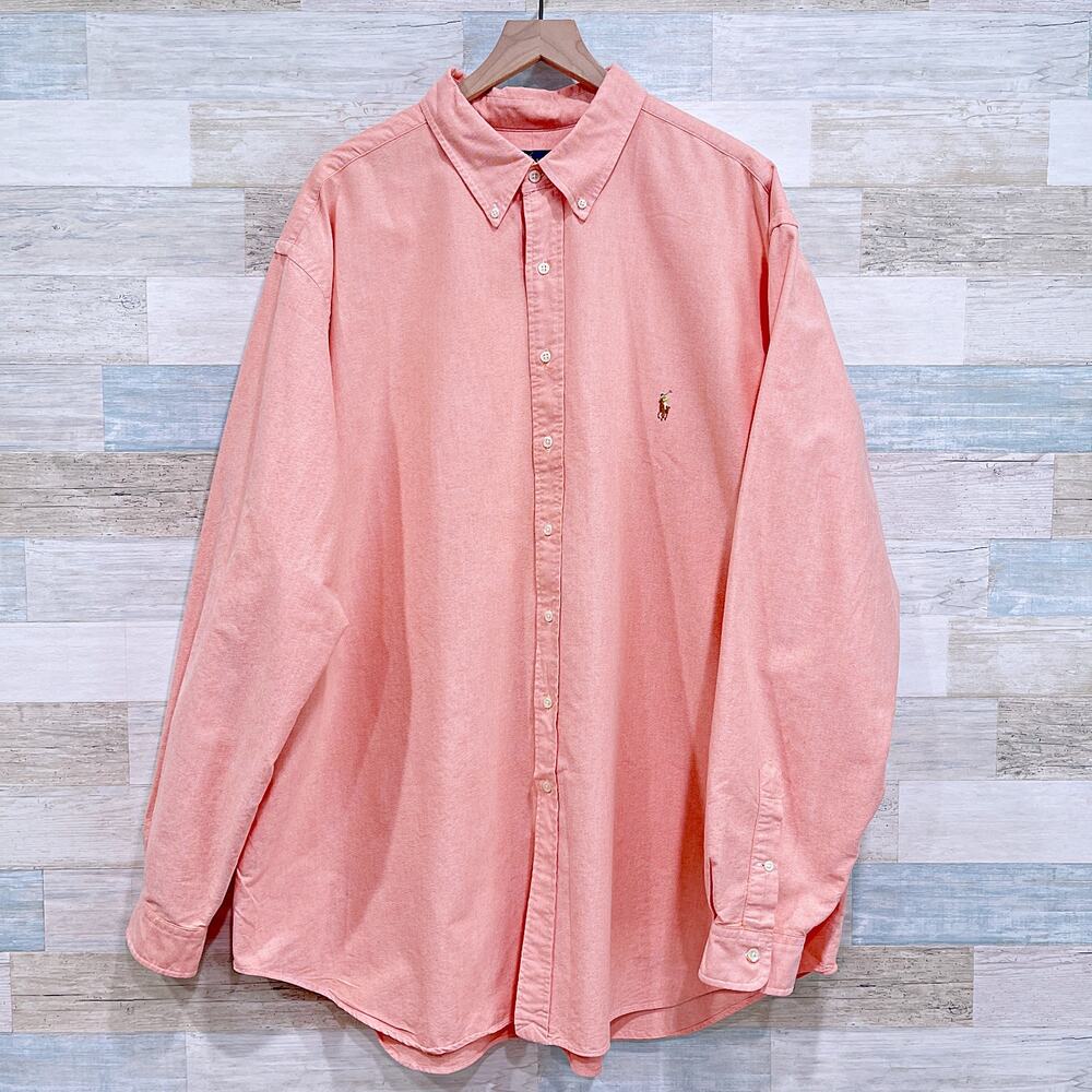 Ralph Lauren Classic Fit Oxford Shirt Orange Coral Cotton Mens 3XLT XXXL Tall